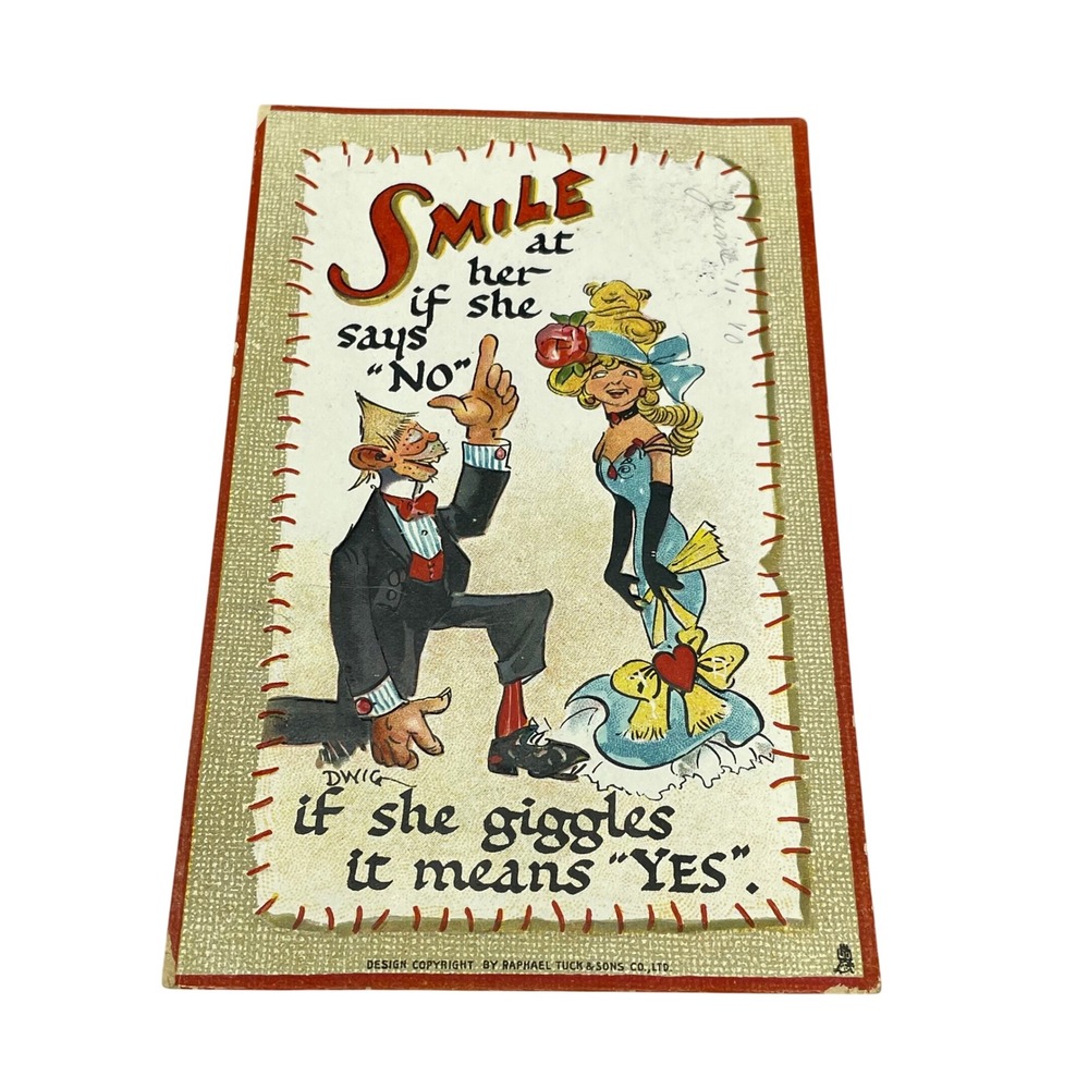1910 Raphael Tuck Smiles Postcard DWIG Comic Art‎ McGregor Texas Postmark 169